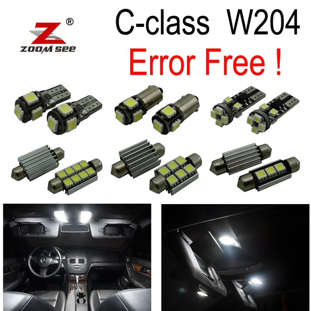 19pcs LED License plate Bulb + Interior map Lights Kit For Mercedes C