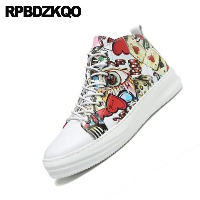 Semelle Formateur Pleine Color Épaisses Baskets Semelles Fleur Flower Plate Cuir forme Véritable Harajuku Chaussures Bottes Blanc Bottines Haut Haute En Hommes Motif À 2IWD9HYE