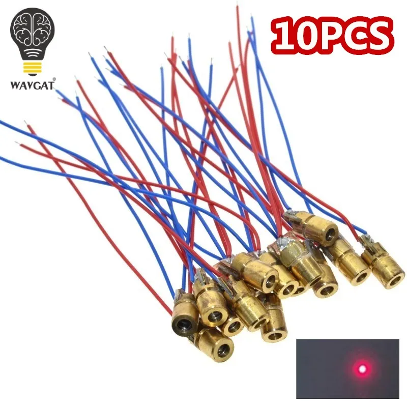 

WAVGAT 10PCS 5V 650nm 5mW Adjustable Laser Dot Diode Module Red Sight Copper Head Mini Laser Pointer