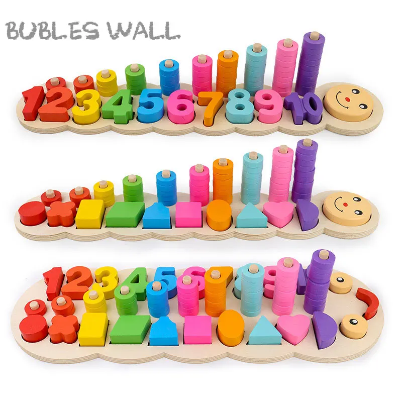 

Safe Montessori Coloful Children Preschool Teaching Kids Counting and Stacking Board Wooden Math Toy Learning Educational Toys