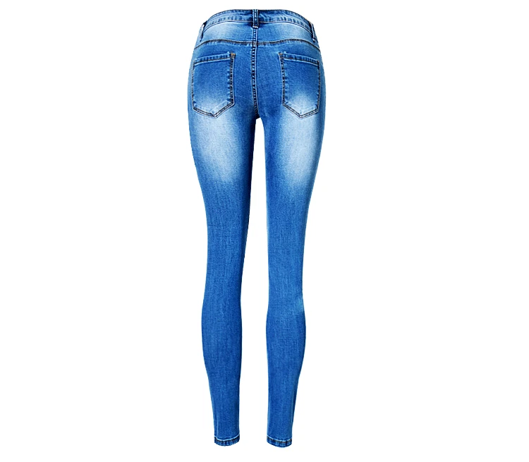 2017 New Hot Selling Women Low-waist Slim Elastic Jeans Pants Fit Close Pencil Pants Irregular Broken Hole Washed with Plus Size (9)