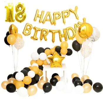

Boy girl 18th birthday party decoration balloon set 32inch number balloon gold sliver style