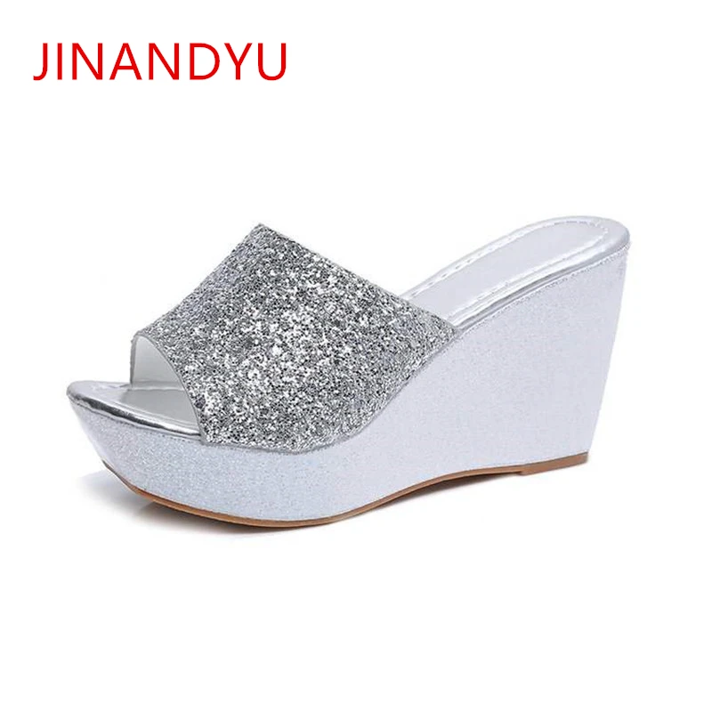 silver glitter slippers