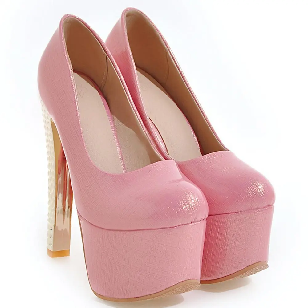 SGESVIER/пикантные женские туфли-лодочки на очень высоком каблуке; обувь на платформе; тонкий каблук 16 см; круглый носок; женская свадебная обувь; Размеры 30-48; OX336