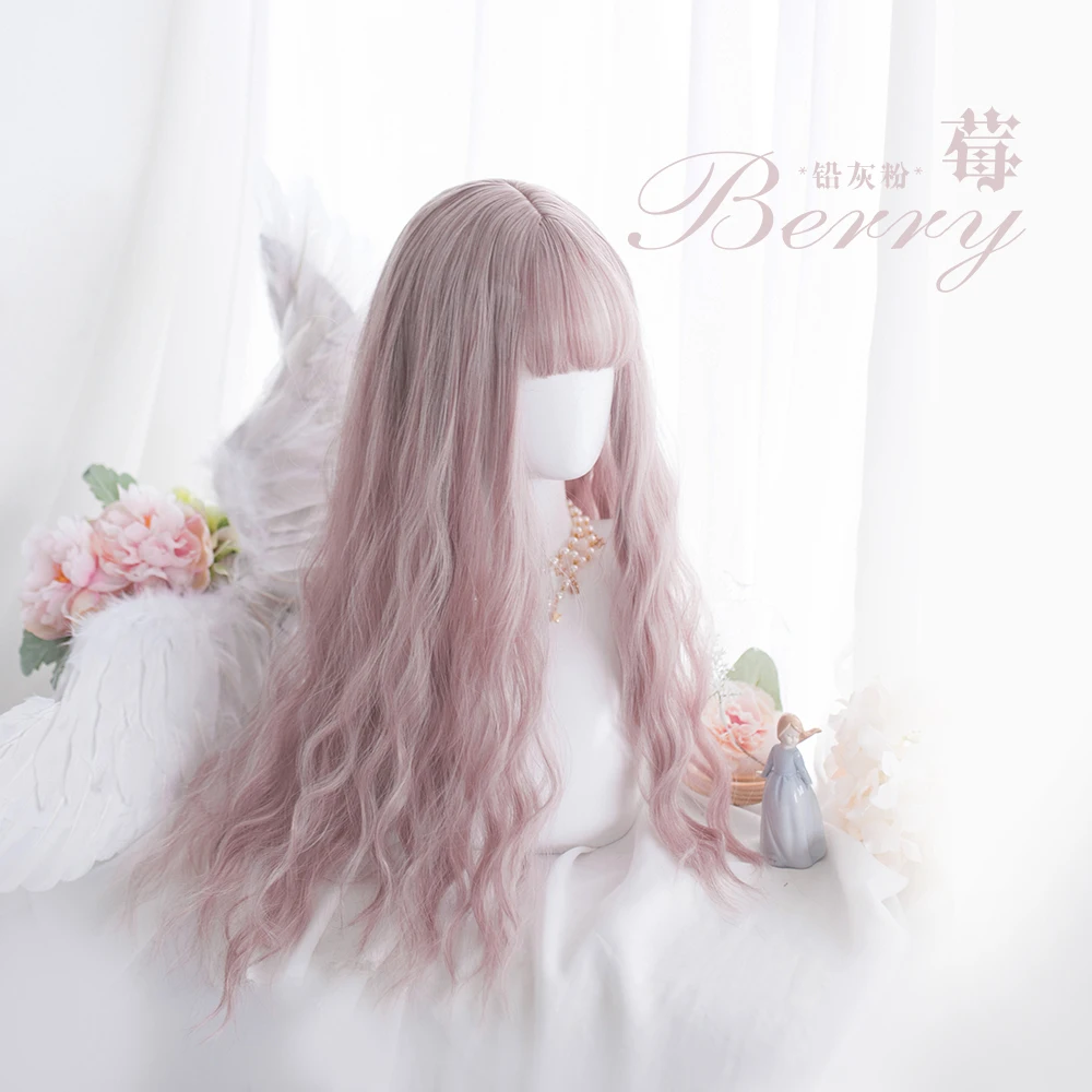 Ручной работы японский стиль волна розовые длинные волосы "Лолита" косплей парик древний девушка волосы женские аксессуары для волос