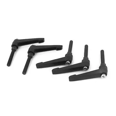

M6x35mm Male Thread Lathe Machine Metal Adjustable Handle Lever Grip Black 5pcs