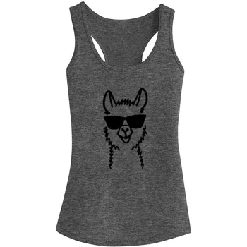

Womens Llama in Sunglasses Funny Llama Fitness Workout Racerback Tank Tops