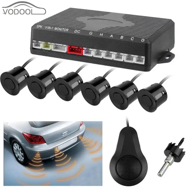 VODOOL Auto Car Parking Assistance Detector System Automobiles Reversing Backup Radar Real-time Voice Alarm with 6 Sensors VODOOL Auto Car Parking Assistance Detector System Automobiles Reversing Backup Radar Real-time Voice Alarm with 6 Sensors