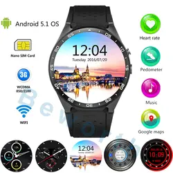 Оригинальный kw88 3G Смарт часы-телефон Android 5.1 MTK6580 4 ядра Bluetooth SmartWatch GPS Wi-Fi Спортивные Часы сердечного ритма Мониторы