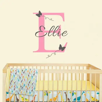

YOYOYU Wall Decal Butterflies Personalized Custom Name Monogram First Name Vinyl Decal Sticker Art Adesivo Wall Sticker ZX055