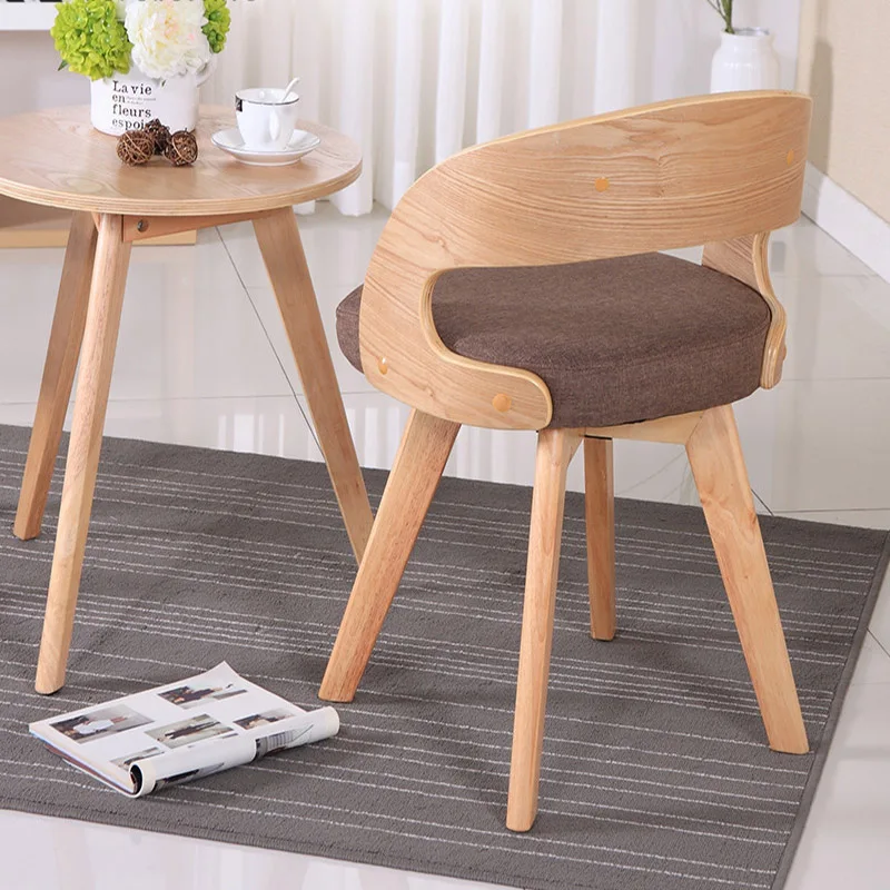 

Modern Fabric Solid Wood Rotating Dining Chair Leisure Coffee Shop Restaurant Home Study Bedroom Office Meeting Computer Chair