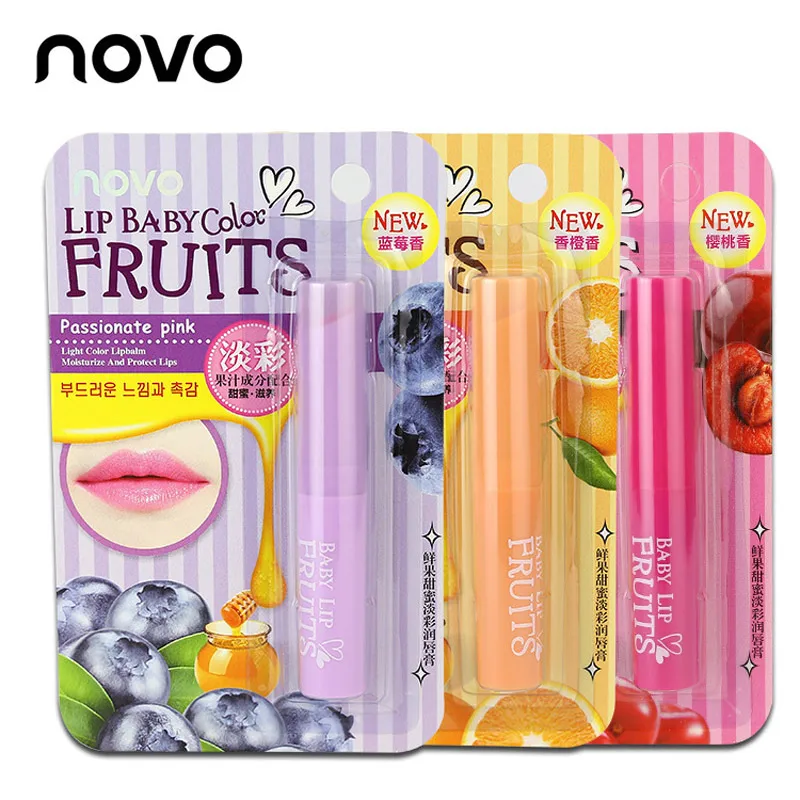 

NOVO LipBalm lipstick korean lips makeup Natural fruit flavour Moisturizing Colorless Refine repair lip wrinkles 4.5g/1pcs