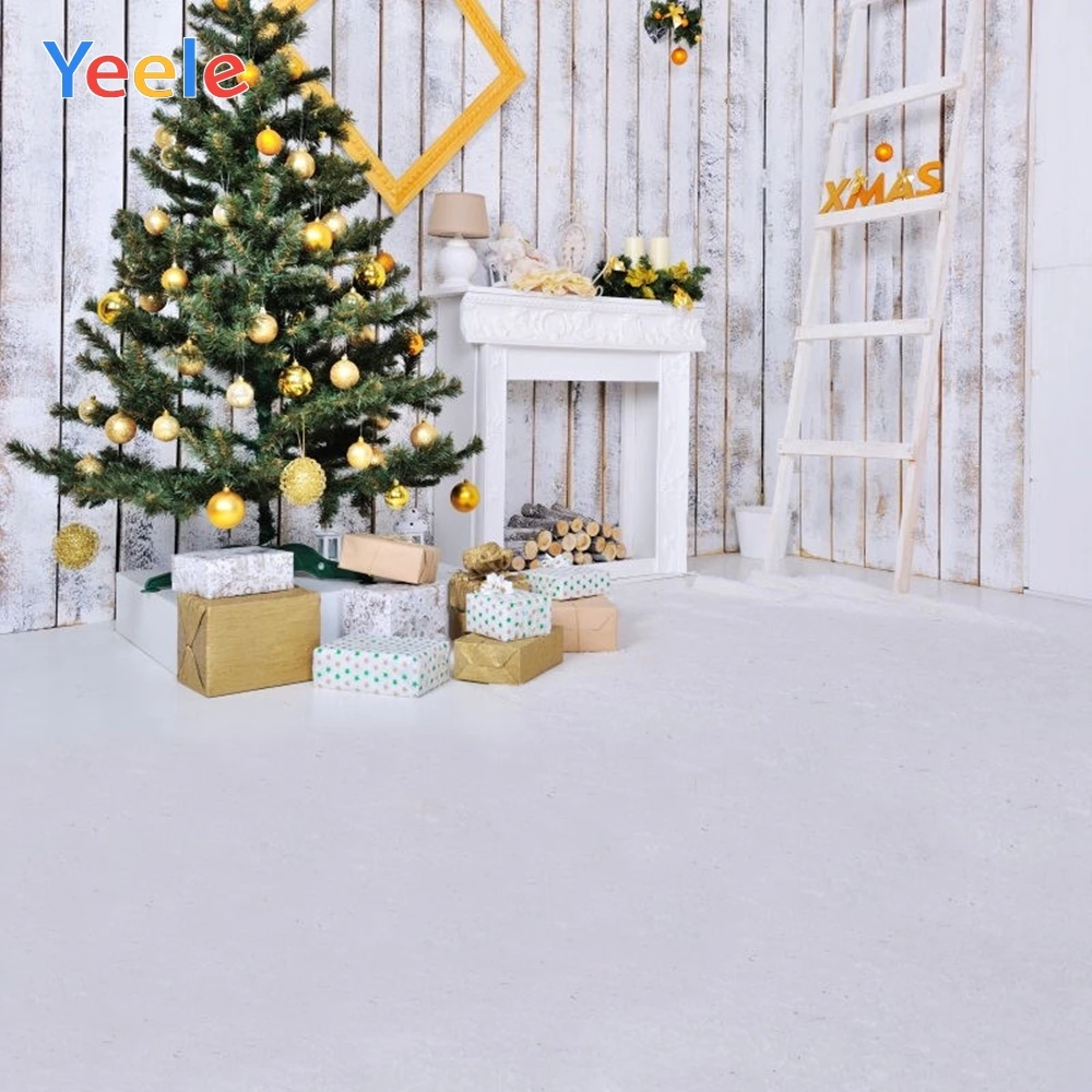 

Yeele Photography Backdrops Christmas Tree Fireplace Gift Portrait Photographic Backgrounds Portrait Shoot For The Photos Studio