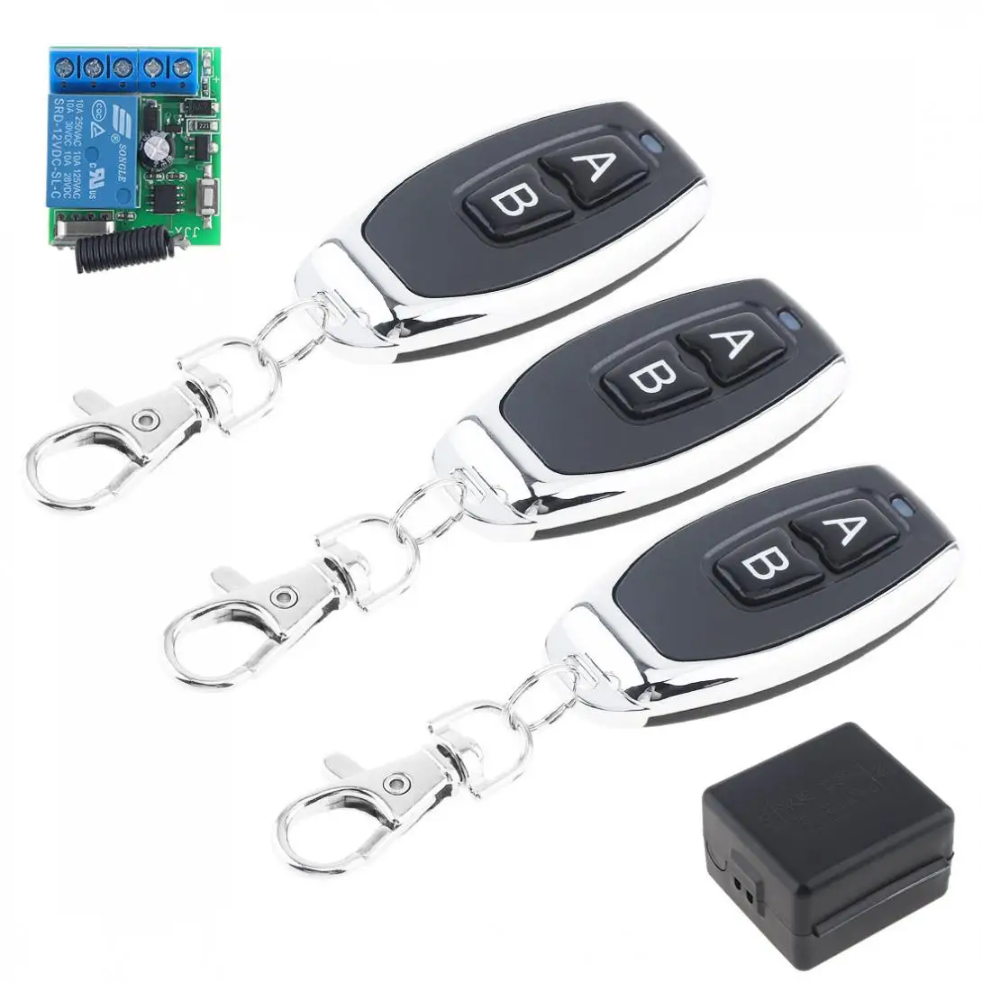 

433Mhz Universal Wireless Remote Control Switch DC 12V with 3Transmitter for Lighting Switch and Electromechanical Equipment