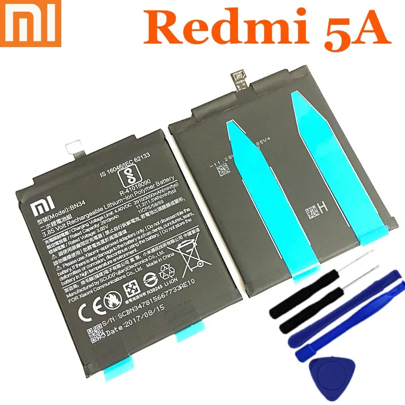 Оригинальная батарея с датчиком температуры для Xiaomi 5 Mi5 BM22/Redmi 5A 5,0 'BN34/Redmi 5 5," BN35