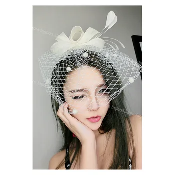 

Kentucky Derby Fascinators Mesh Cocktail Headwear Feather DotVeil Tea Party Hat for Church Ball Wedding