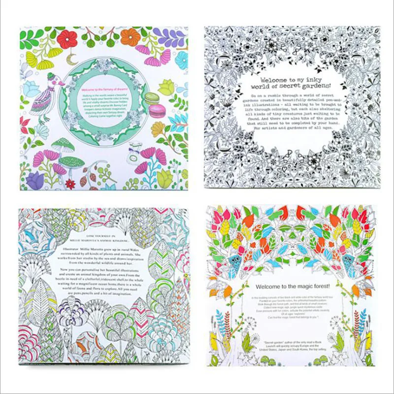 4pcs 24 Pages English Secret Garden Adult Decompression Painting Book Magic Forest Child Graffiti Book Office Stationery 4pcs 24 Pages English Secret Garden Adult Decompression Painting Book Magic Forest Child Graffiti Book Office Stationery