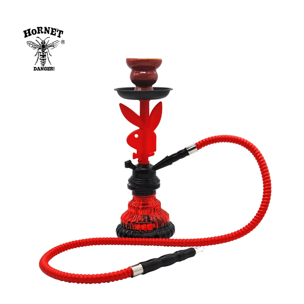

HORNET Hookah Set Handcrafted Glass Base High Grade Stem With Diffuser Premium Washable Silk Hose, 100% Clay Bowl, High Quality