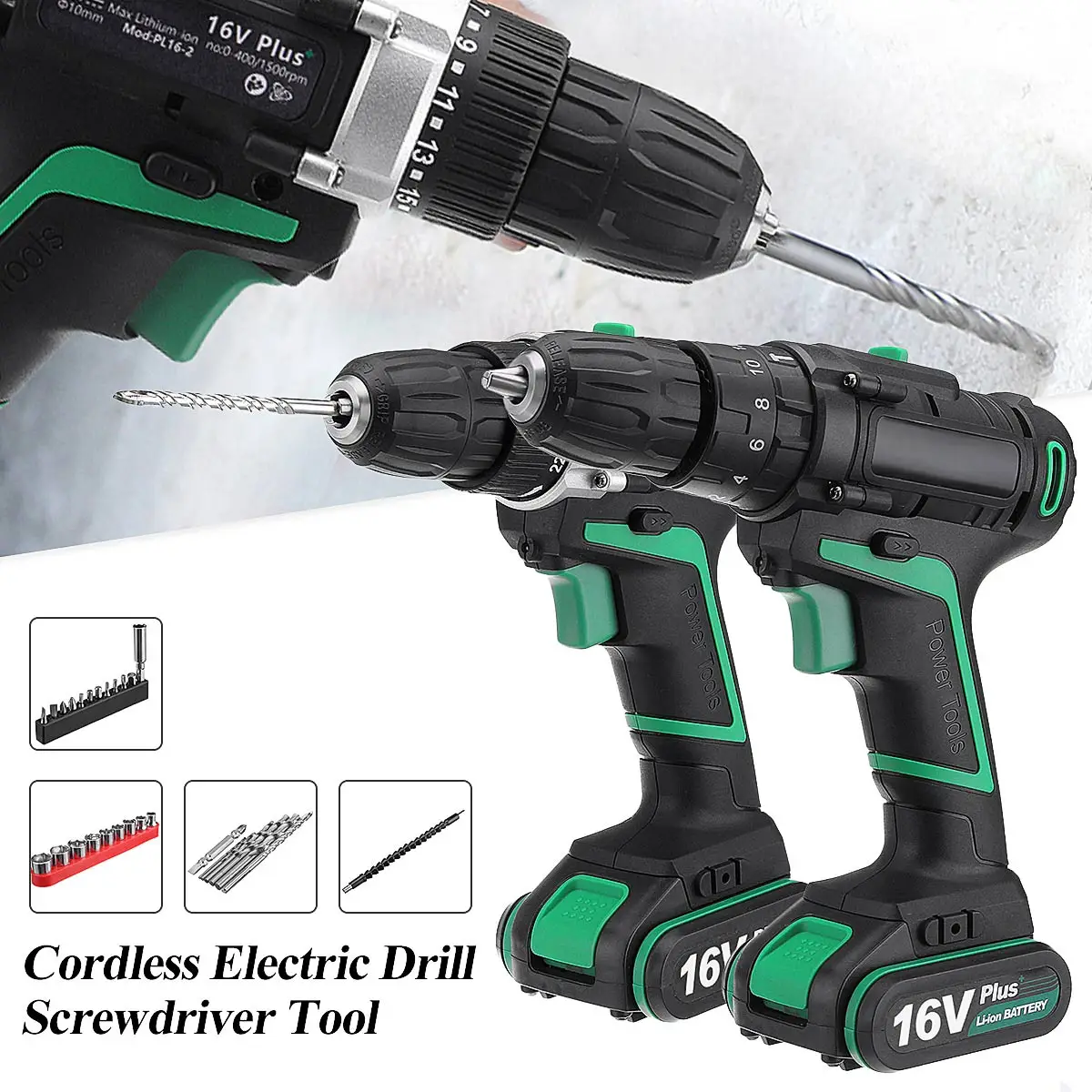

Electric Drill Cordless Drill Screwdriver Lithium-ion Battery Rechargeable 16V Mini Drill Wireless Electrical Power Tools 2 Type