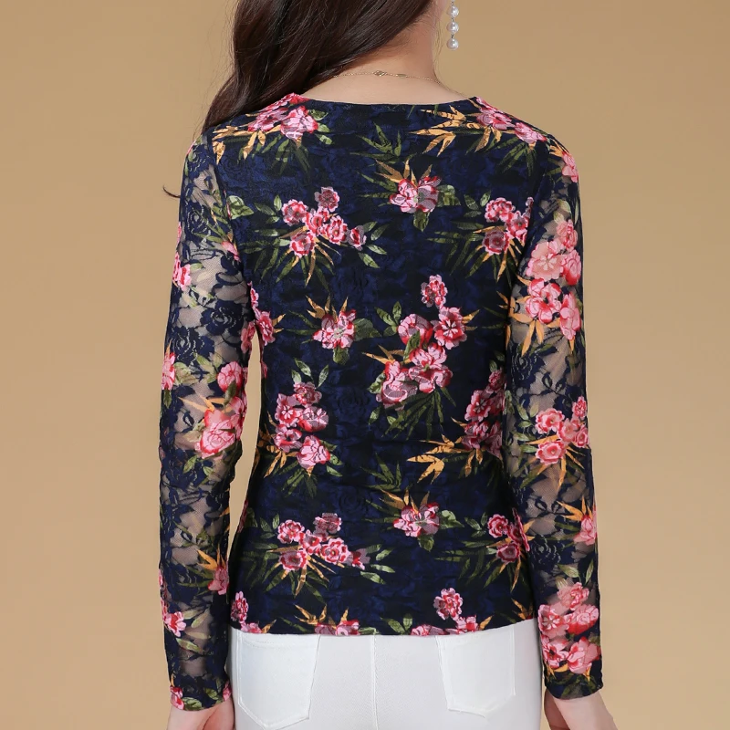 Blusas موهير دي مودا 2018 منخفضة طوق الدانتيل Froal بلوزة قميص بأكمام طويلة إمرأة قمم و البلوزات السببية ضئيلة ارتداء 1453 45