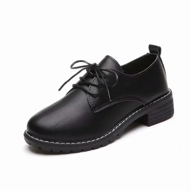 Весенние Кожаные Туфли-оксфорды; Женская обувь в британском стиле; коллекция года; обувь на плоской подошве в винтажном стиле на толстом каблуке со шнуровкой; удобная обувь; calzado mujer
