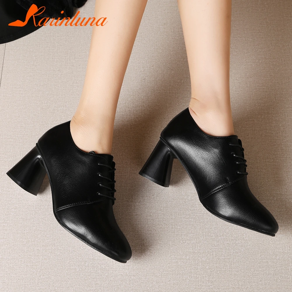 

KARINLUNA Large Size 42 Shoelaces Fashion New Hot Pumps Woman Shoes Strange Style Casual Black Shoes Woman Pumps Female