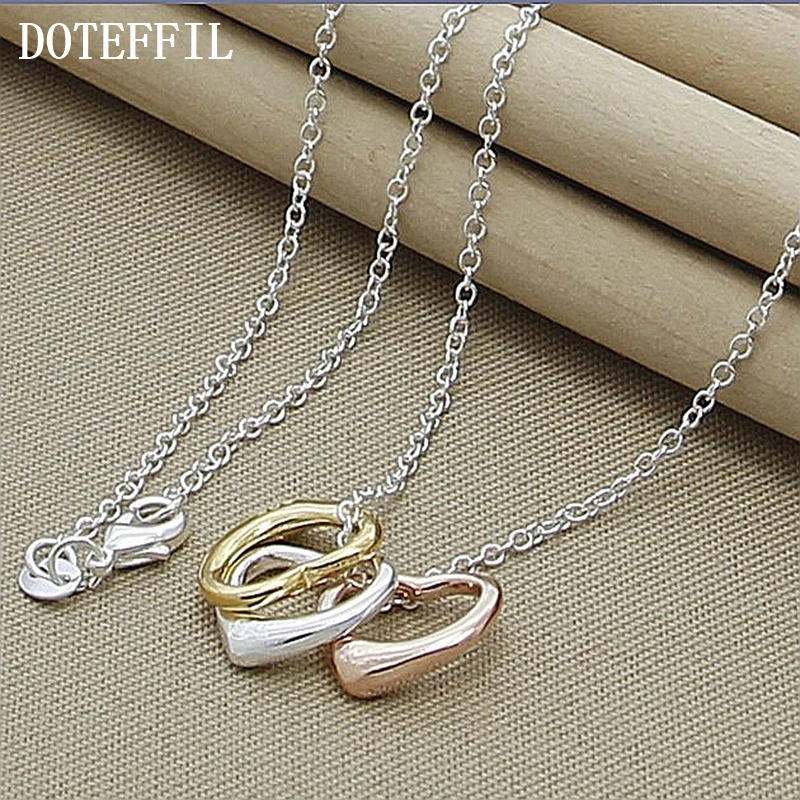 Luxury Brand Jewelry Heart Charm Necklace Woman Silver Necklace Senior Woman Necklace Free