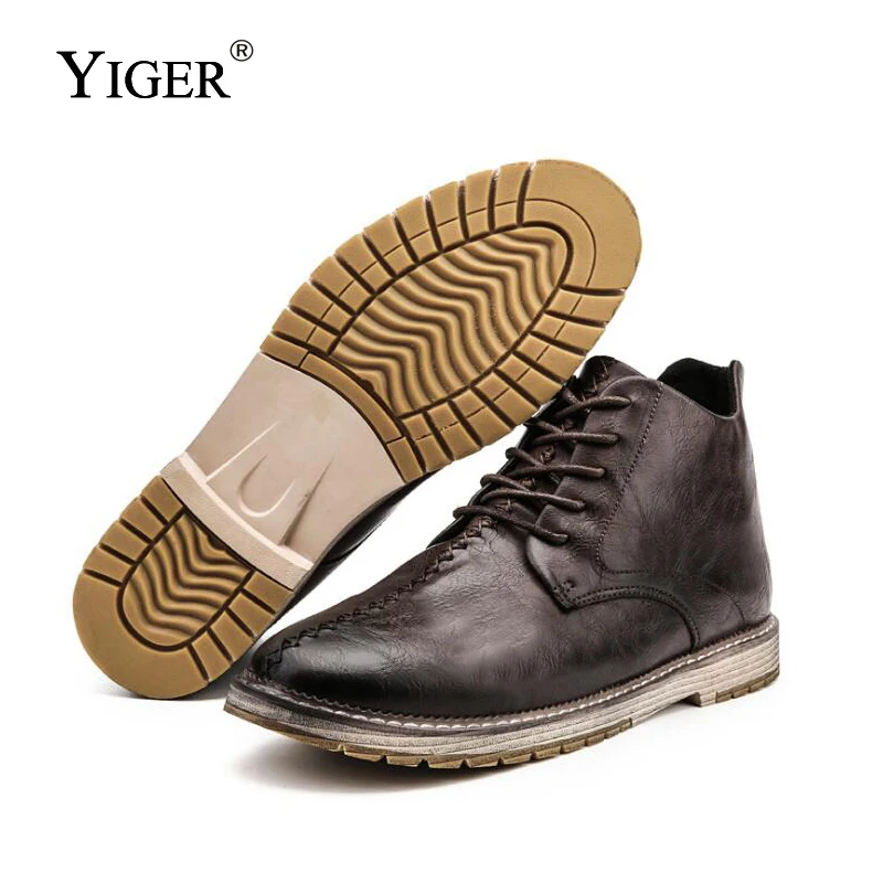 YIGER Новый Для мужчин зимние ботинки острый носок мужской большого размера обувь