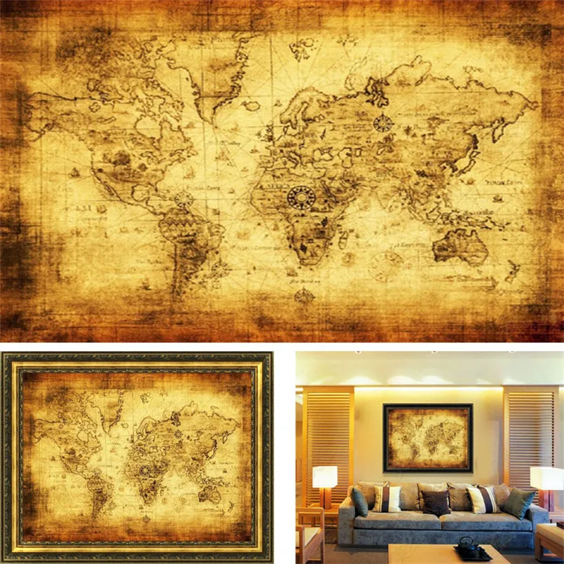 

New Hot Sell Home Decor Vintage Style Retro Cloth Poster Globe Old World Nautical Map Gifts drop Shipping