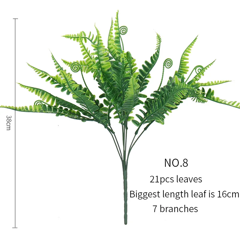 Декоративные растения искусственные растения дешевые листья поддельные зеленые папоротники листья черепаха бамбуковые листья ветка дерева Тропические Зеленые растения
