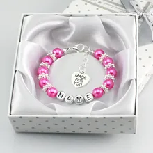 New Personalised Girl Birthday Wedding Gift Charm name Bracelet Daughter With Box-rose red