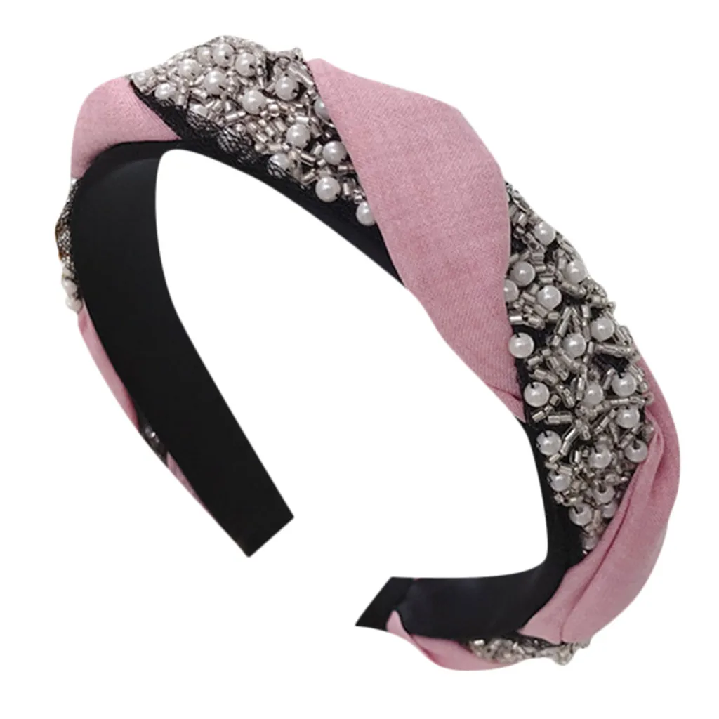 

Vintage Hair Accessories Women Crystal Headband Fabric Hairband Korean Style Women Head Wrap Hair Band Accessories 2019 Hot Sale