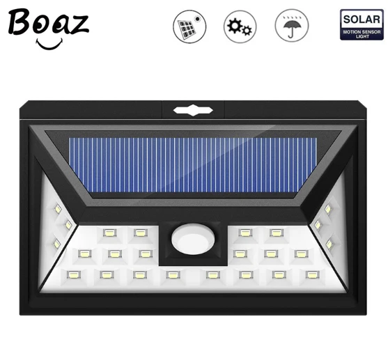 

BOAZ Solar Lights Outdoor Motion sensor Waterproof Night security wall lamp 24 LED Energy saving Garden Front door Yard