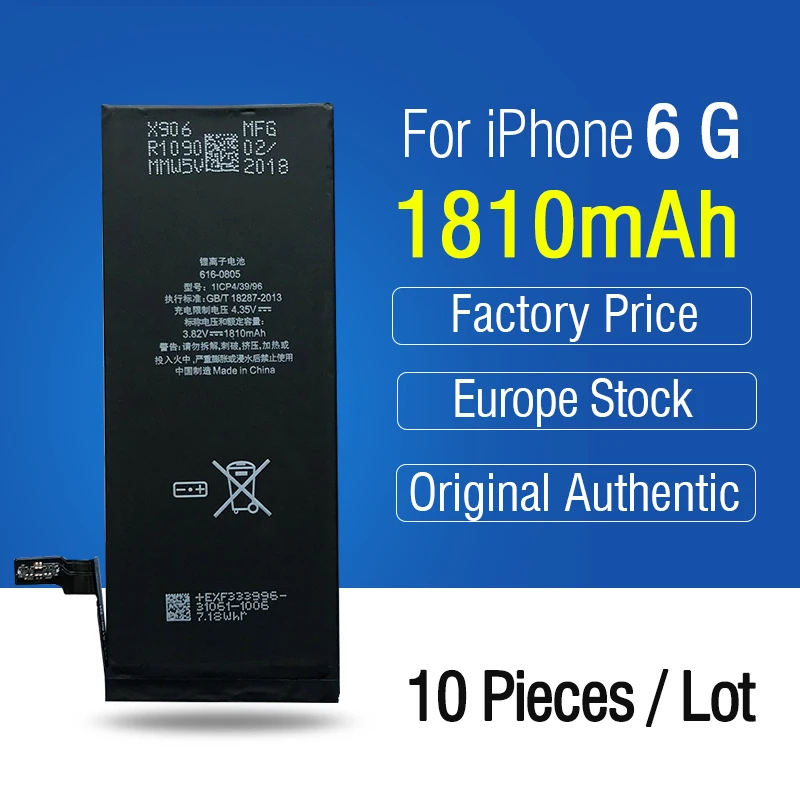 AYJ 10pcs/lot 5A Quality Battery for iPhone 6 6g Replacement Capacity