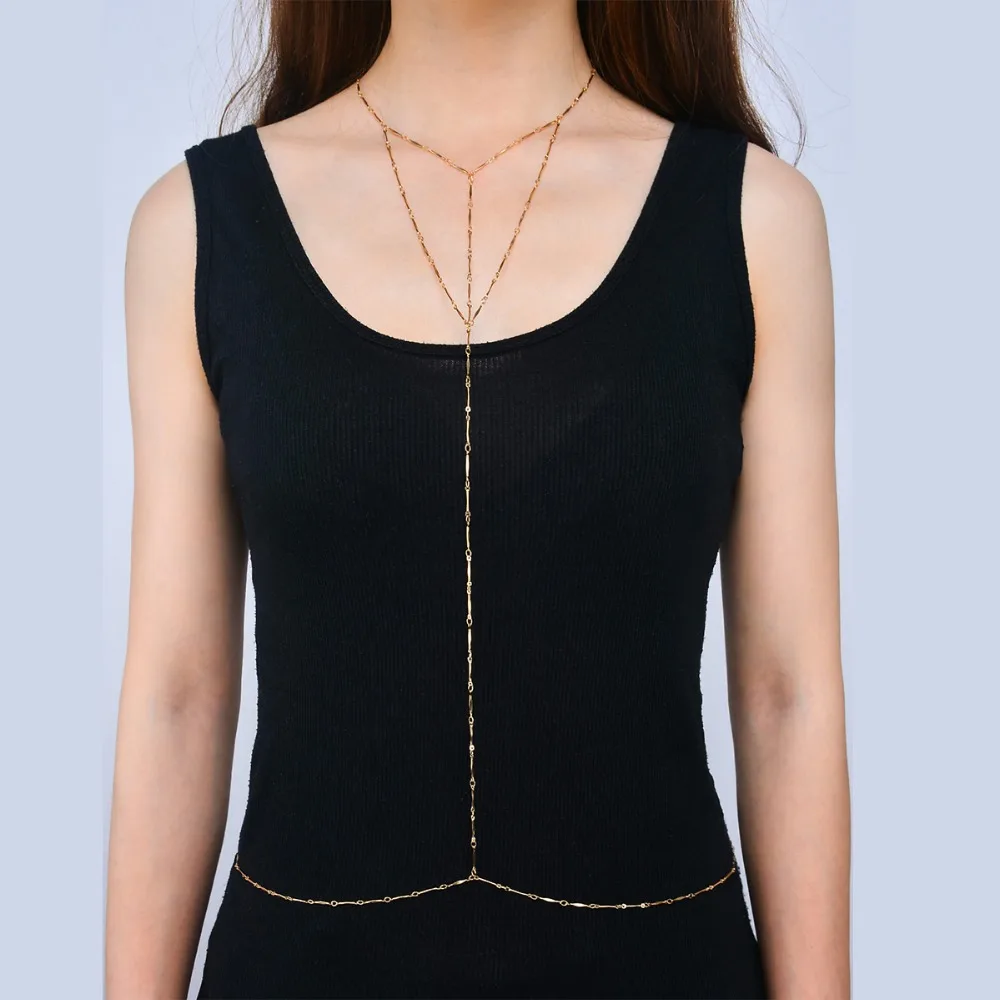 

Ingemark New Sexy Women Beach Bikini Crossover Waist Body Chain Belly Dance Harness Necklace Chest Jewelry for Women
