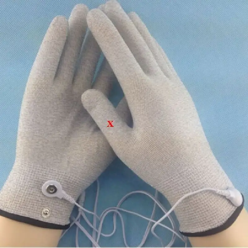 Free shipping 1pair silver conductive fiber TENS/EMS massage gloves