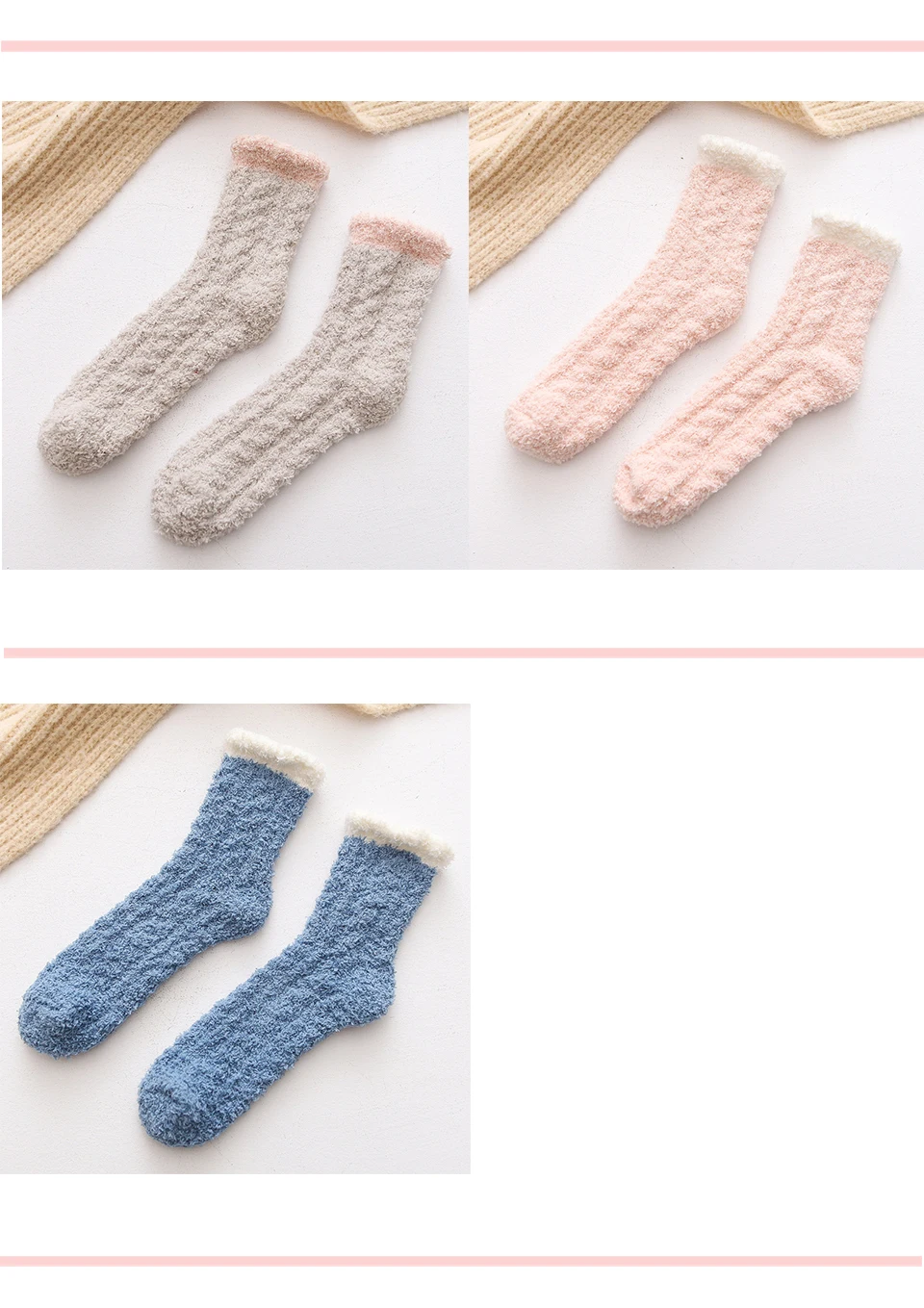 Hot adies Comfortable Winter New wWrm Bed Socks Floor Home Fluffy Candy Color Socks Coral Fleece Feet In The Tube Christmas (5)