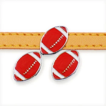 

50PCS 8mm Enamel Football Rugby Slide Charms Slide Beads DIY 8mm Bracelets Wristbands,Belt Straps Pet Name Collar