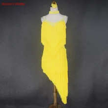 Стиль, костюм для латинских танцев, сексуальное платье с кисточками и стразами для соревнований по латинским танцам для женщин и детей, платья для латинских танцев, 11 цветов