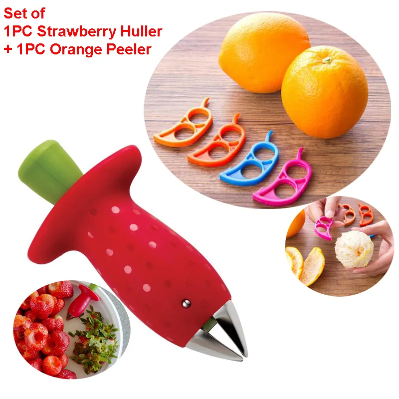 

Free Shipping Fruit Gadget Cutter Tools 2PC / Set Strawberry Huller and Lemon Zester Orange Peeler