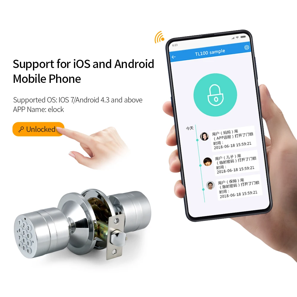 

Advanced Safety Keyless Smart Lock Keypad Door Coded Lock Easy to Install with BT Function Support for iOS and Android Phone