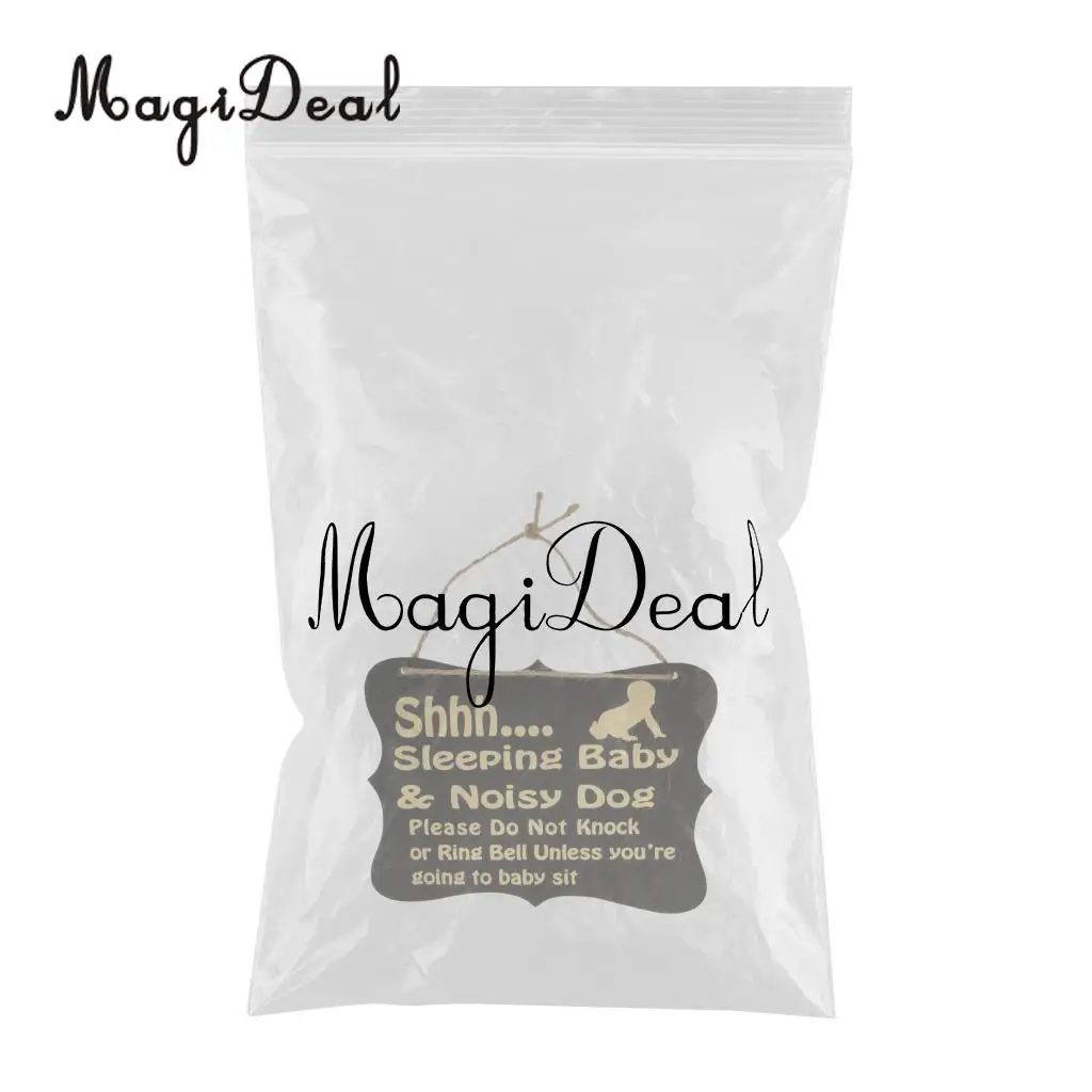 MagiDeal Sleeping Baby and Noisy Dog Hanging Chalkboard Nursery Door Wooden Sign