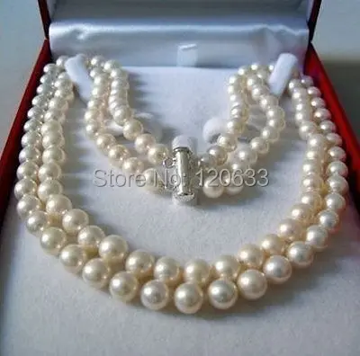 

DOUBLE STRAND 8-9 MM AKOYA SALTWATER PEARL NECKLACE 43-45CM Silver hook wholesale women's jewelry