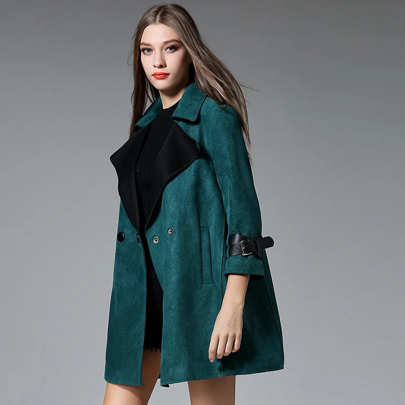 Red Nouveau Gray Mode wine Longue En Daim Fleur Femmes Section Femelle 2017 green Bf1098 Hiver Automne Mince Doux Pleine bron Doublé Veste Manteau Faux BqdxHAw