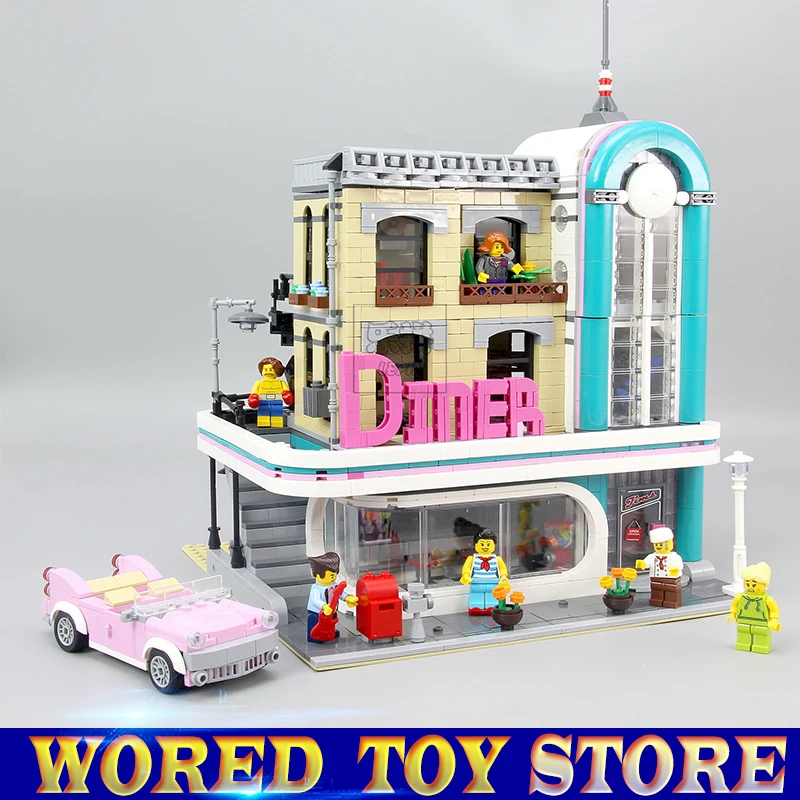 

Lepin 15037 The Downtown Diner Set Genuine 2778Pcs Streetview Series 10260 Building Blocks Bricks Funny toys for children leoged