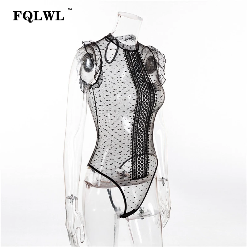 FQLWL Transparent Lace Bodysuit Sexy Top Body Femme Patchwork Bodycon Summer Jumpsuit Ruffle Sleeve Mesh Bodysuit Women Romper FQLWL Transparent Lace Bodysuit Sexy Top Body Femme Patchwork Bodycon Summer Jumpsuit Ruffle Sleeve Mesh Bodysuit Women Romper