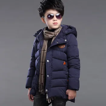

Retail 2018 Winter New Boys Fashion cotton Coat Children Long Jacket Thicken Outdoor Warm Hooded Kids Parkas Windproof Outerwear