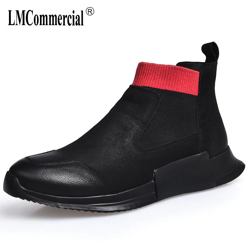 

High shoes men new autumn winter British retro Genuine leather shoes men's shoes Martin boots all-match cowhide cashmere boots