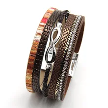 ZG модные ювелирные изделия кожаный браслет Бесконечность для женщин бесконечность любовь обёрточная бумага очаровательные браслеты в 5 цветов Сделано ПУ с магнитной