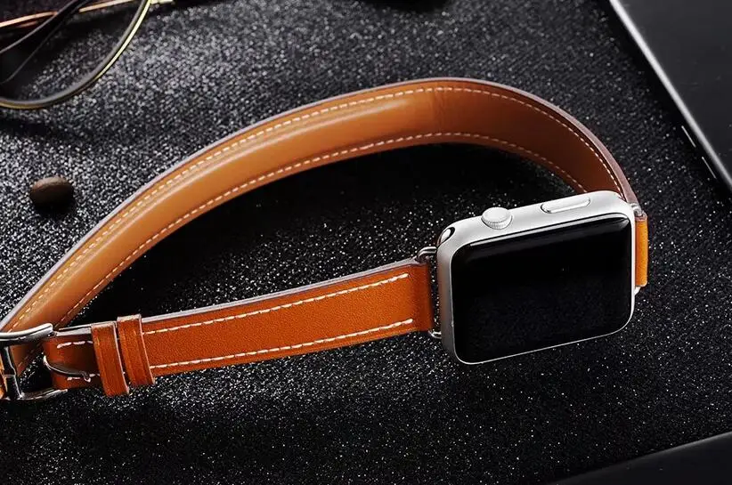 Genuine Leather Strap for iwatch for Apple Watch band Double Tour Extra Long 38mm 42mm 40mm 44mm for iwatch Series 4 2 3 1 belt